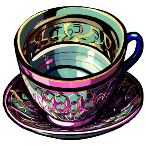 Art Deco Tea Cup Style PNG Vxe