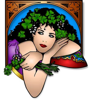 Art Nouveau Inspired Woman Illustration