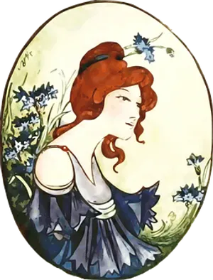 Art Nouveau Style Redhead Woman