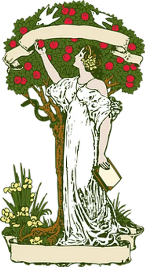 Art Nouveau Woman Tree Banner