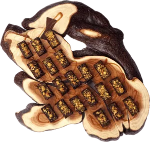 Artisan Chocolate Barson Wooden Platter PNG image