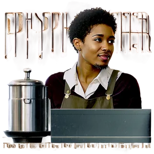 Artistic Barista Portrait PNG Srq78