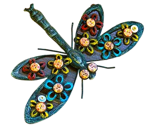 Artistic Dragonfly Sculpture PNG image