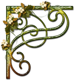 Artistic Floral Corner Design PNG image