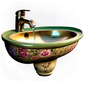 Artistic Hand Painted Sink Png Yfm PNG image