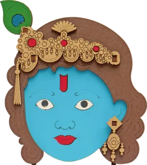 Artistic Krishna Head Paper Craft PNG image