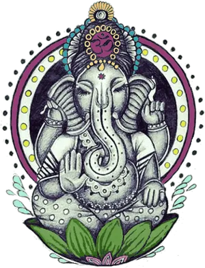 Artistic Lord Ganesha Illustration PNG image