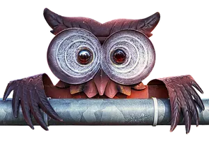 Artistic Metal Owl Sculpture PNG image