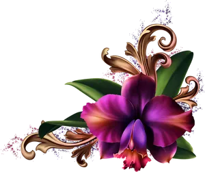 Artistic Orchid Illustration PNG