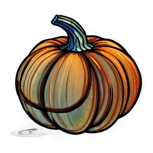 Artistic Pumpkin Outline Sketch PNG 06202024