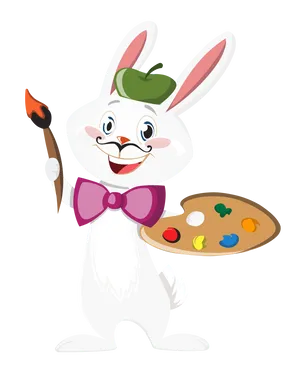 Artistic Rabbitwith Paintbrushand Palette