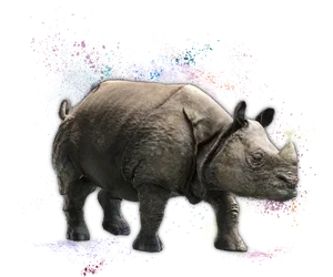 Artistic Rhinoceroswith Color Splash PNG image