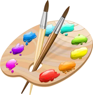 Artists Paletteand Brushes PNG image