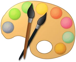 Artists Paletteand Brushes Vector PNG image