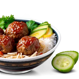 Asian Meatball Rice Bowl PNG image