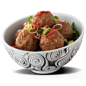 Asian Style Meatballs Bowl PNG image