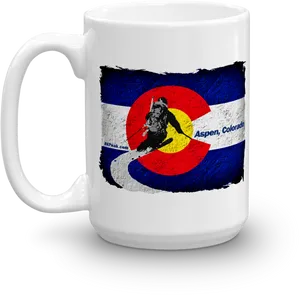 Aspen Colorado Ski Themed Mug PNG image