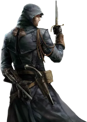Assassins Creed Character With Hidden Blade PNG image