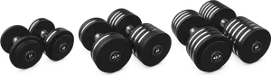 Assorted Black Dumbbells Fitness Equipment PNG