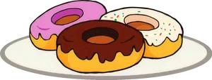 Assorted Cartoon Donutson Plate PNG image