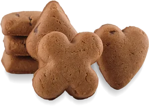 Assorted_ Chocolate_ Cookies_ Shaped_ Like_ Hearts_and_ Flowers PNG image