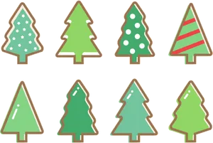 Assorted Christmas Tree Designs PNG