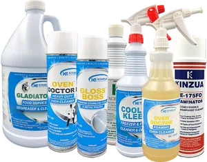 Assorted Cleaning Products Display PNG image