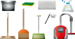 Assorted Cleaning Tools Icons PNG image