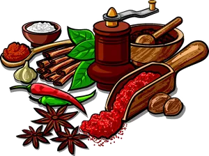 Assorted Culinary Herbsand Spices PNG image