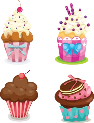 Assorted Cupcakes Illustration PNG image