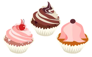 Assorted Cupcakes Vector Illustration PNG image