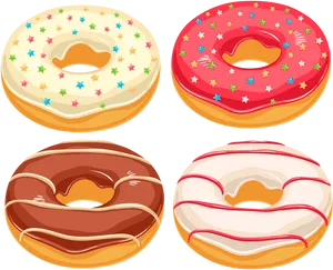 Assorted Decorated Donuts Vector