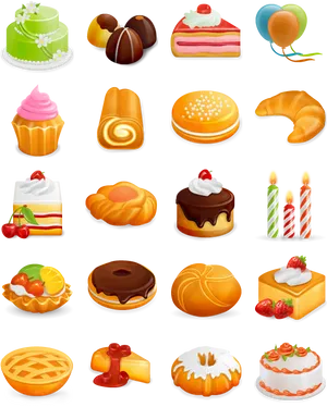 Assorted Desserts Icon Set PNG image