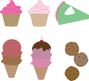 Assorted Desserts Vector Illustration PNG image