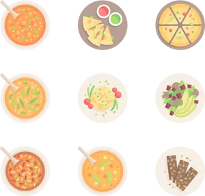 Assorted Dishes Vector Illustration