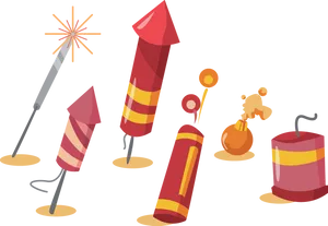 Assorted Diwali Firecrackers Illustration PNG image