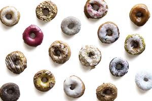 Assorted Donuts Top View PNG image