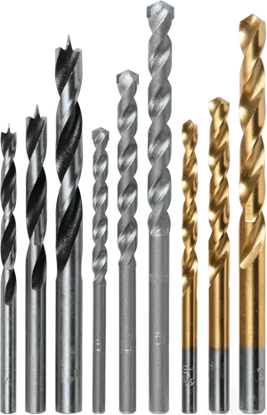 Assorted Drill Bits Collection PNG image