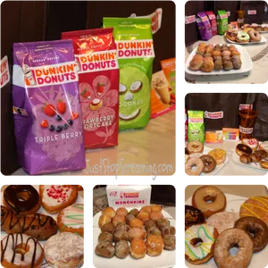 Assorted Dunkin Donuts Products Collage PNG image