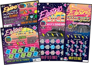 Assorted Electric Themed Lottery Tickets PNG image