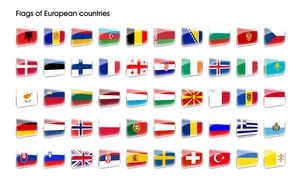 Assorted European Flags3 D Icons PNG