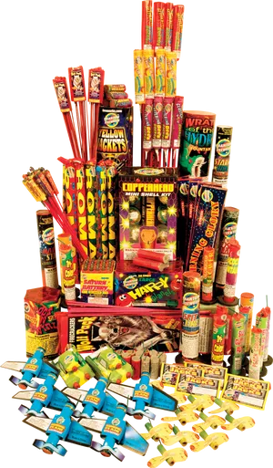 Assorted Fireworks Collection PNG image