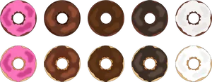 Assorted Flat Design Doughnuts PNG image