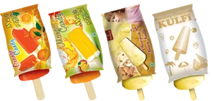 Assorted Flavored Kulfi Popsicles PNG