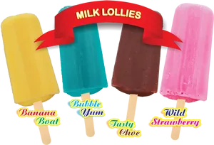 Assorted Flavored Milk Lollies PNG image