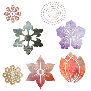 Assorted Floral Designs Black Background
