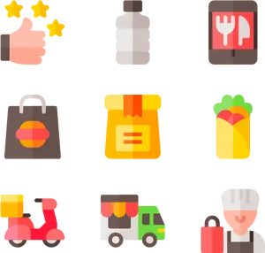 Assorted Food Delivery Icons PNG image