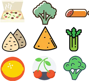 Assorted Food Icons Set