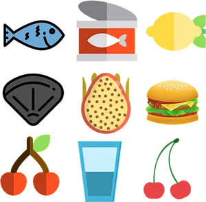 Assorted Food Icons Set PNG image