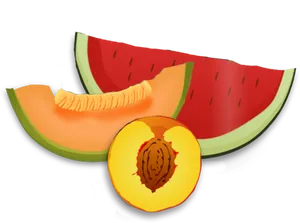 Assorted Fresh Fruit Slices Illustration PNG image